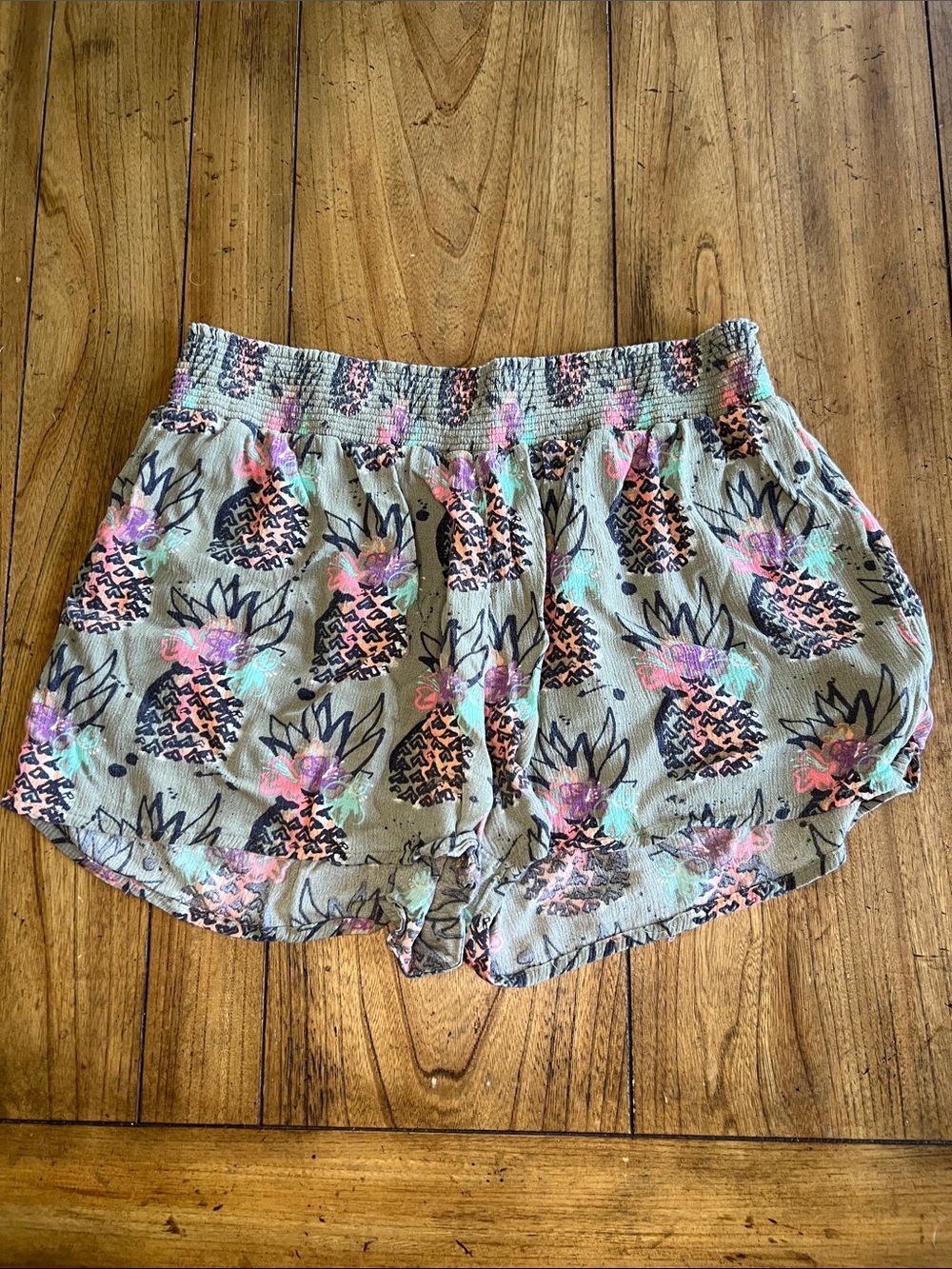Pineapple Print Lightweight Summer Shorts